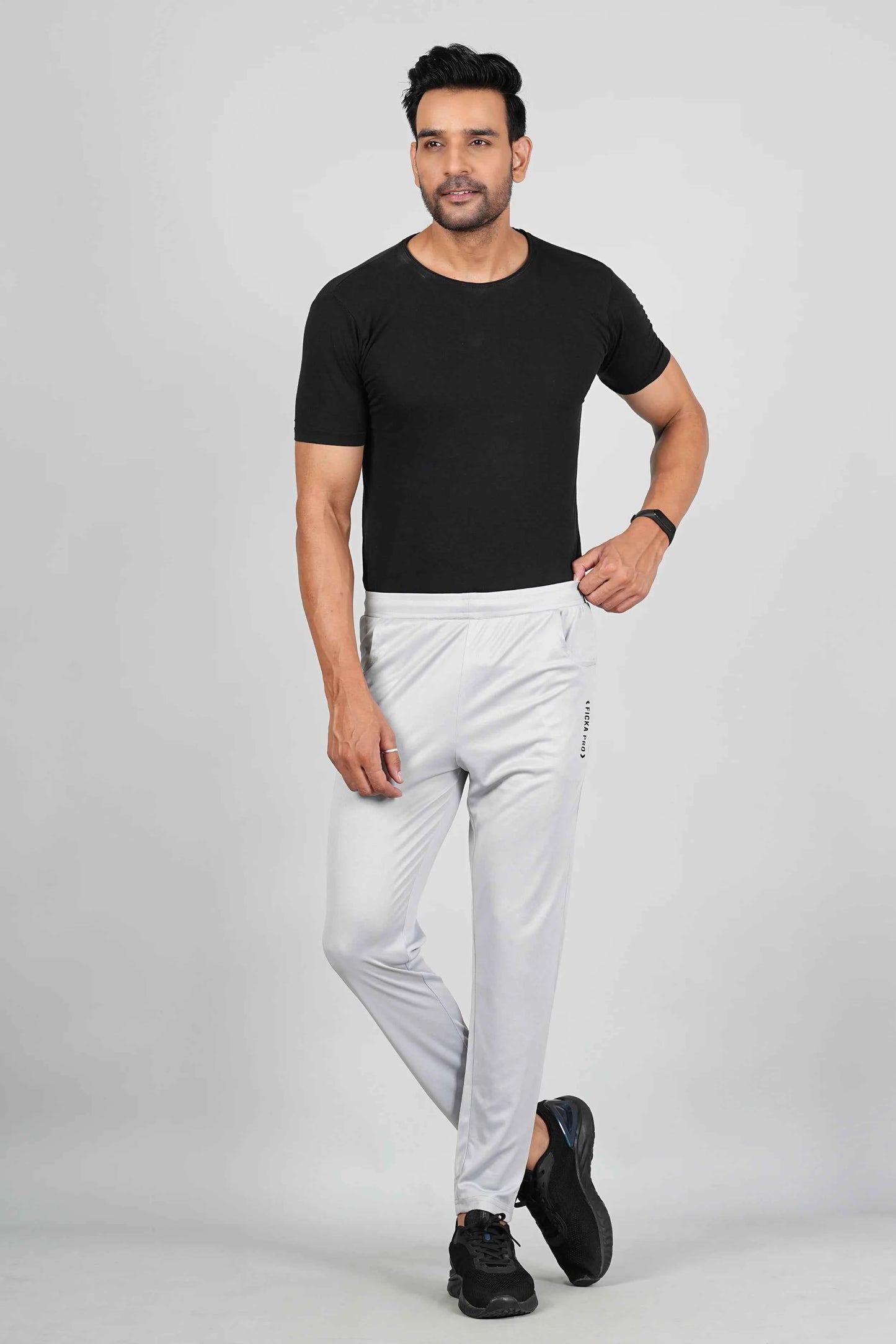 Ficka Men Sports Light Grey Trackpant