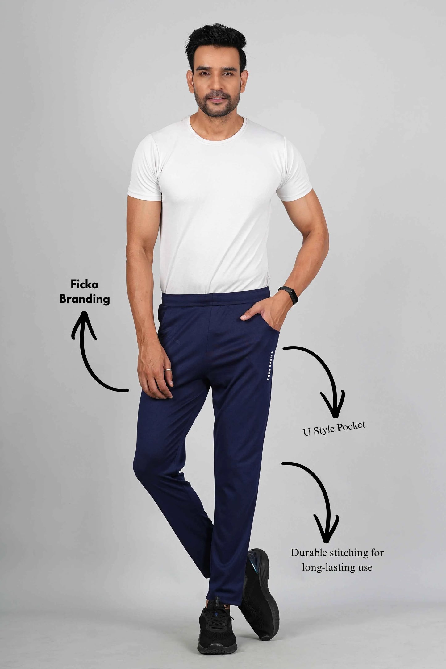 Ficka Men Sports Navy Blue Trackpant