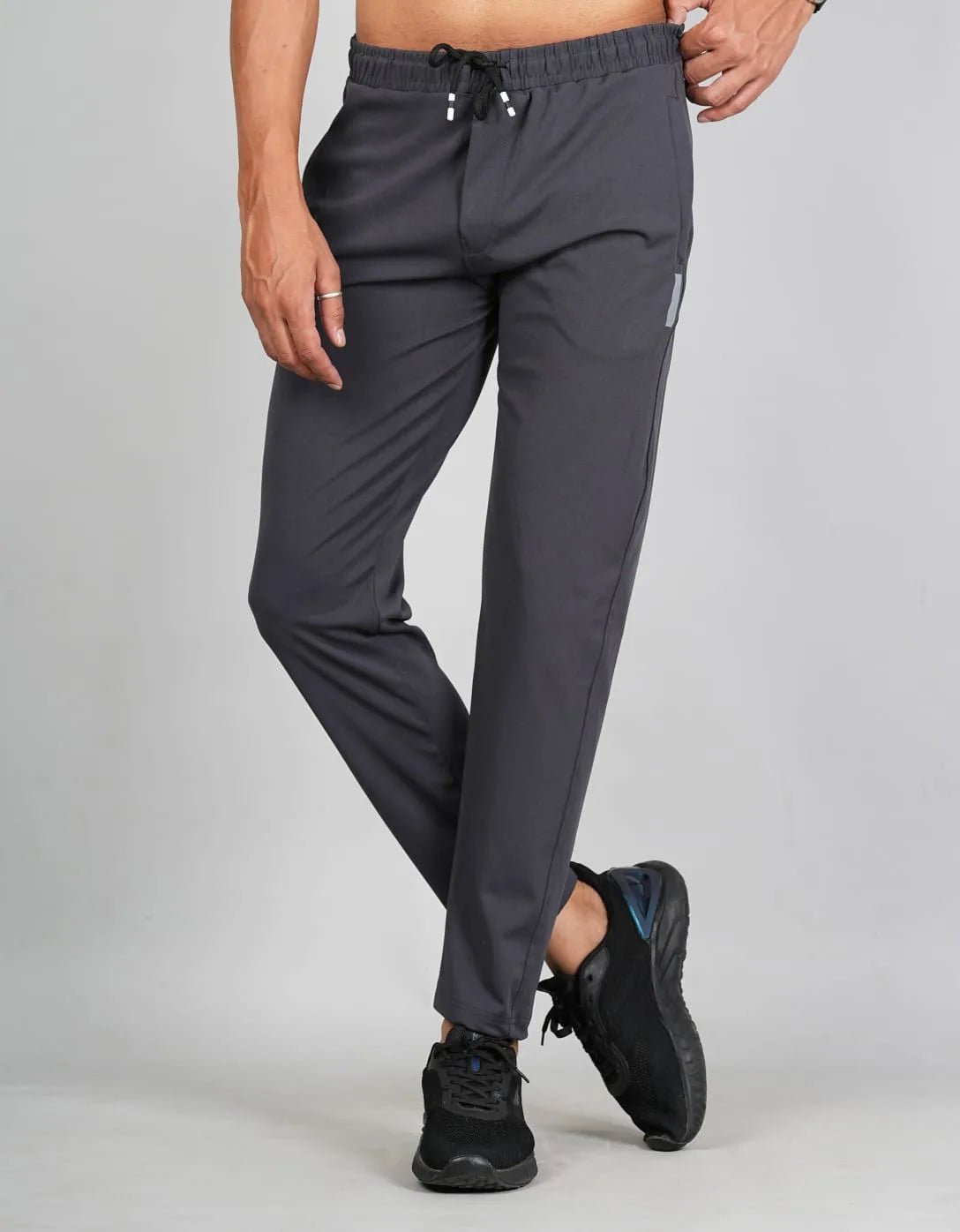 Men Solid Relax Fit Dark Grey Joggers with FickaPlus Ficka Official