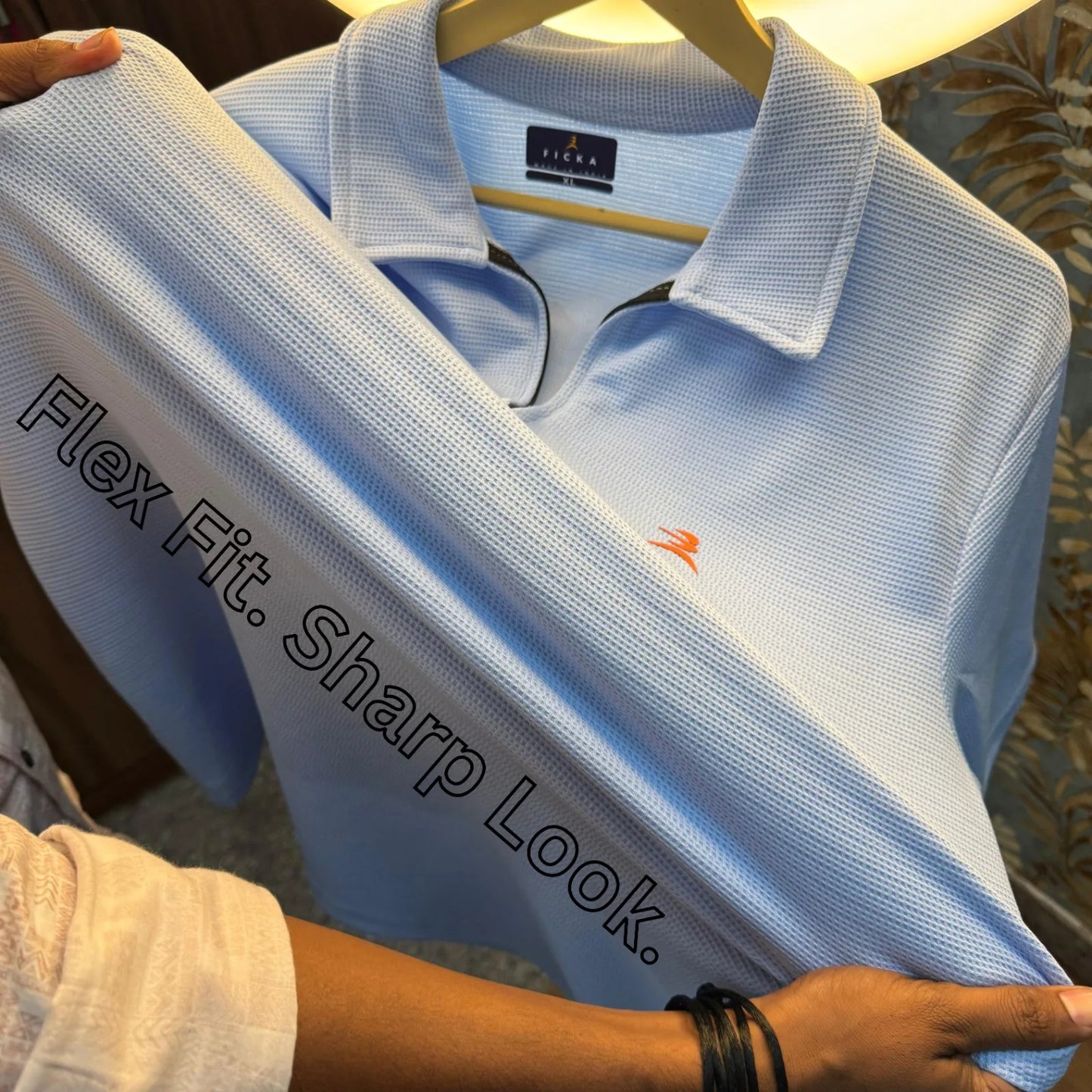 Ficka Half Zipper Sky Blue Polo T-shirt For Men