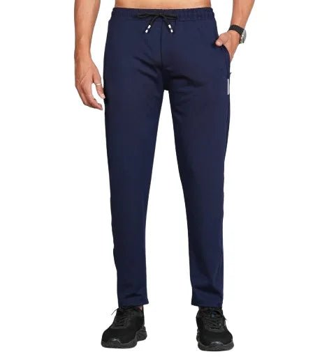 Men Solid Relax Fit Navy Blue Joggers with FickaPlus
