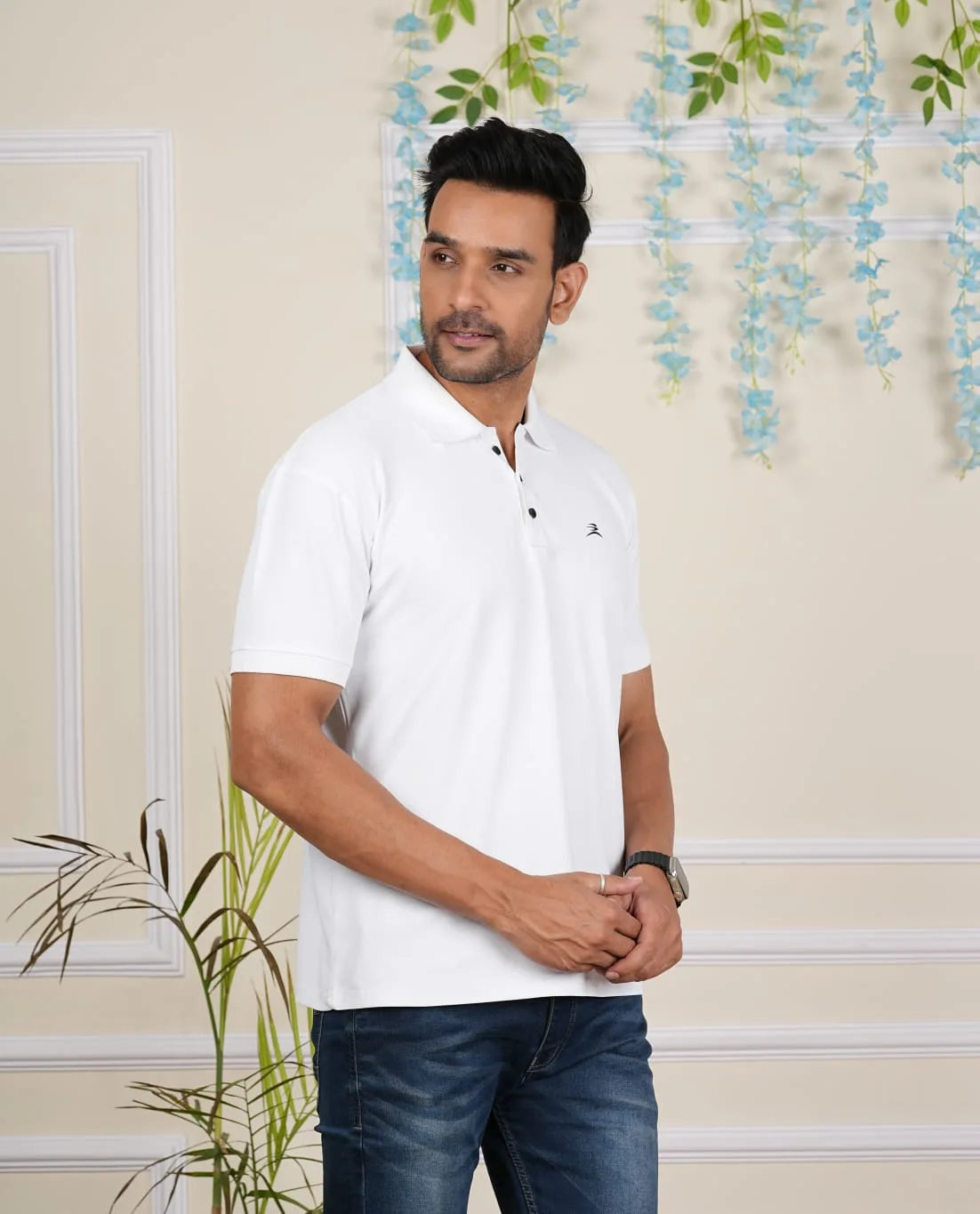 FICKA Polo Sap Matty White T-shirt For Men
