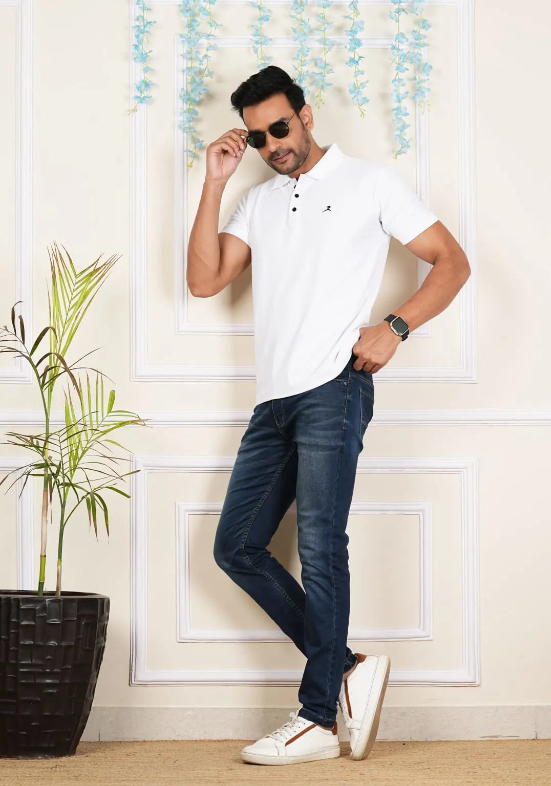 FICKA Polo Sap Matty White T-shirt For Men