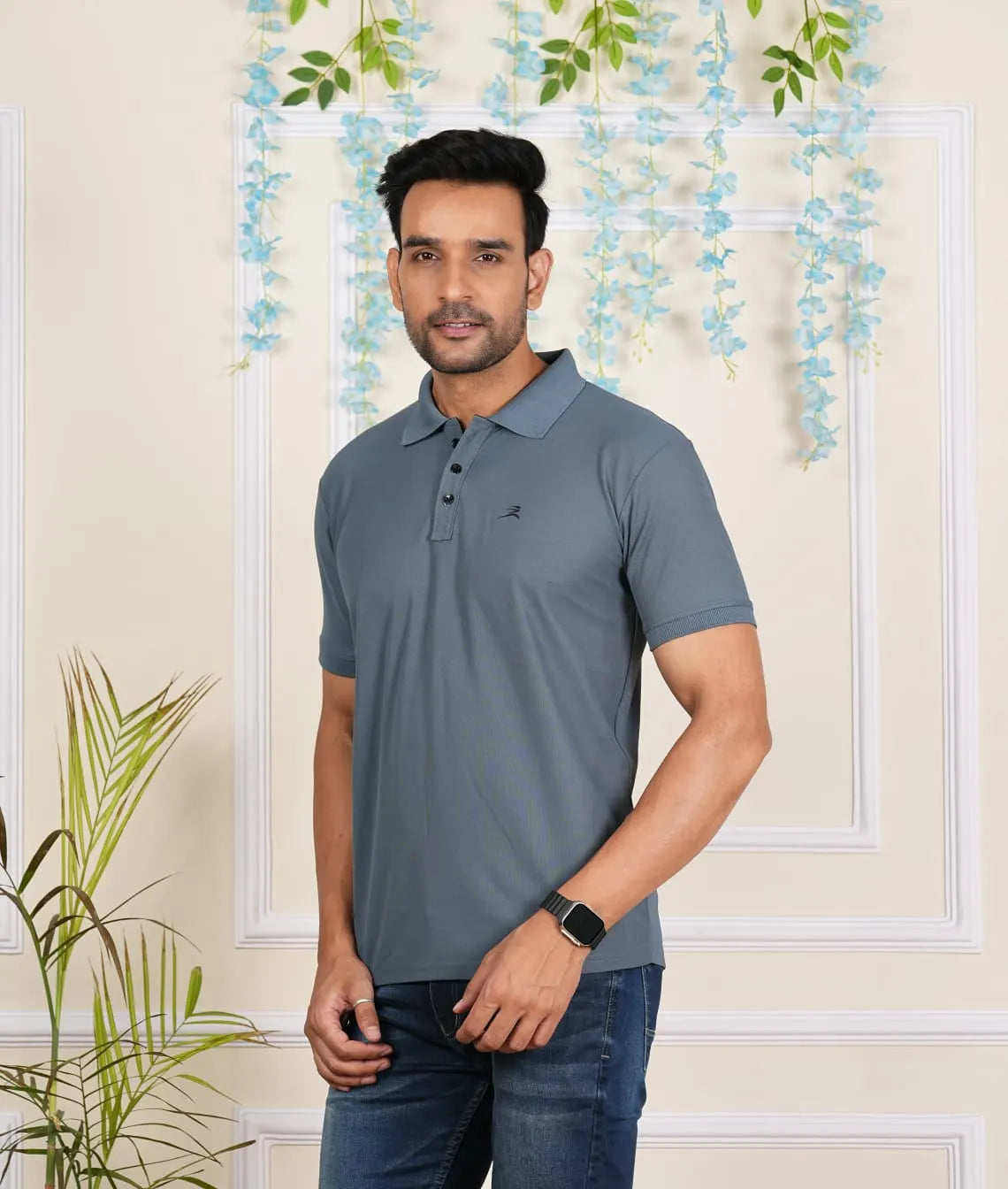 FICKA Polo Sap Matty Dark Grey T-shirt For Men