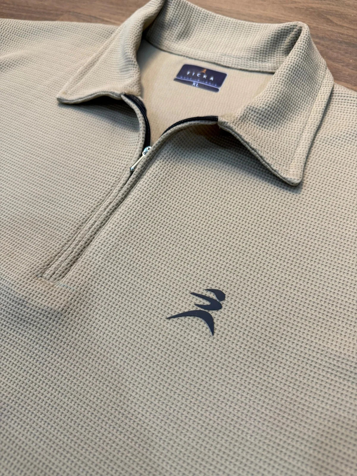 Ficka Half Zipper Camel Polo T-shirt For Men