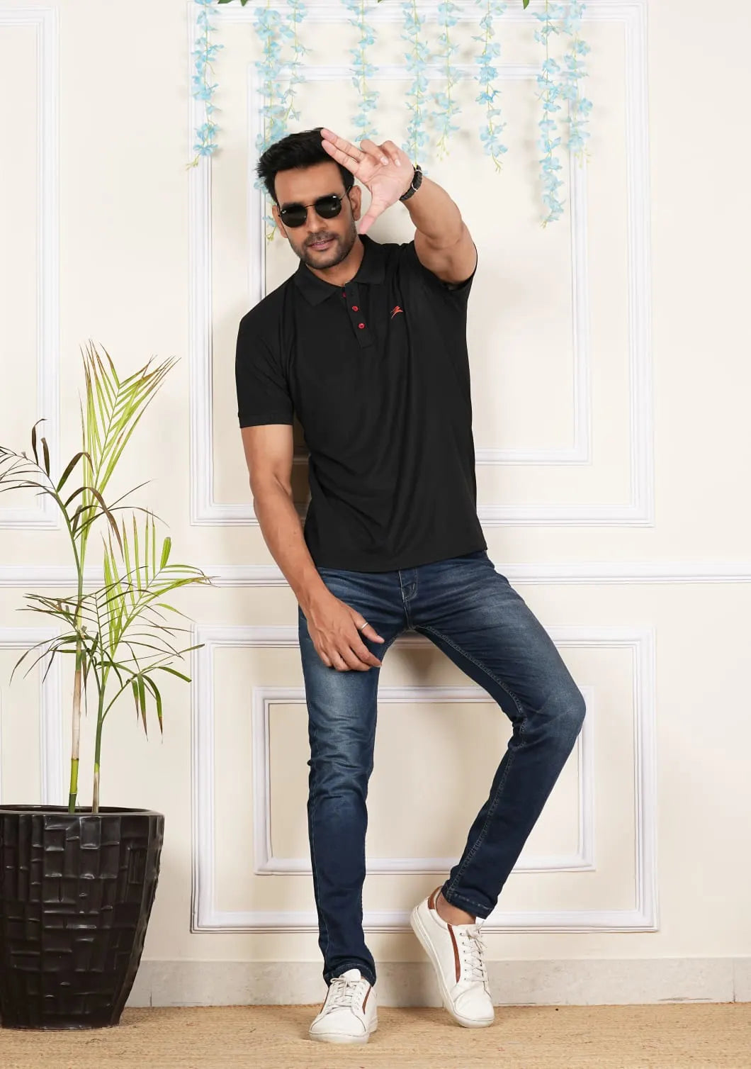 FICKA Polo Sap Matty Black T-shirt For Men