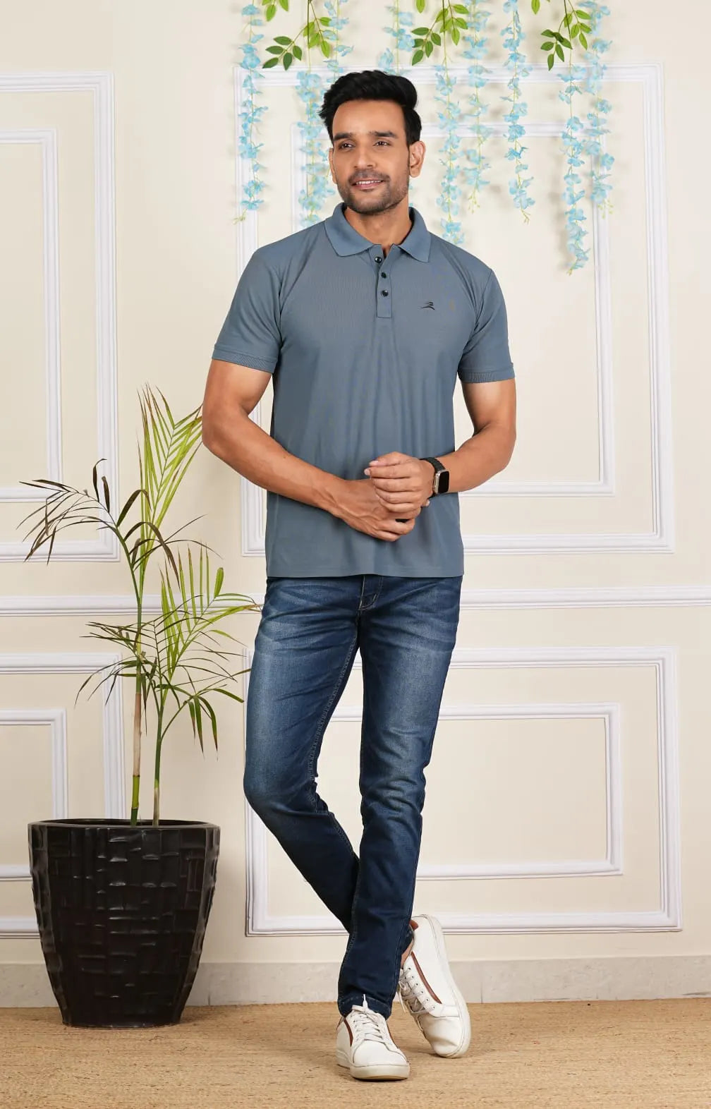 FICKA Polo Sap Matty Dark Grey T-shirt For Men