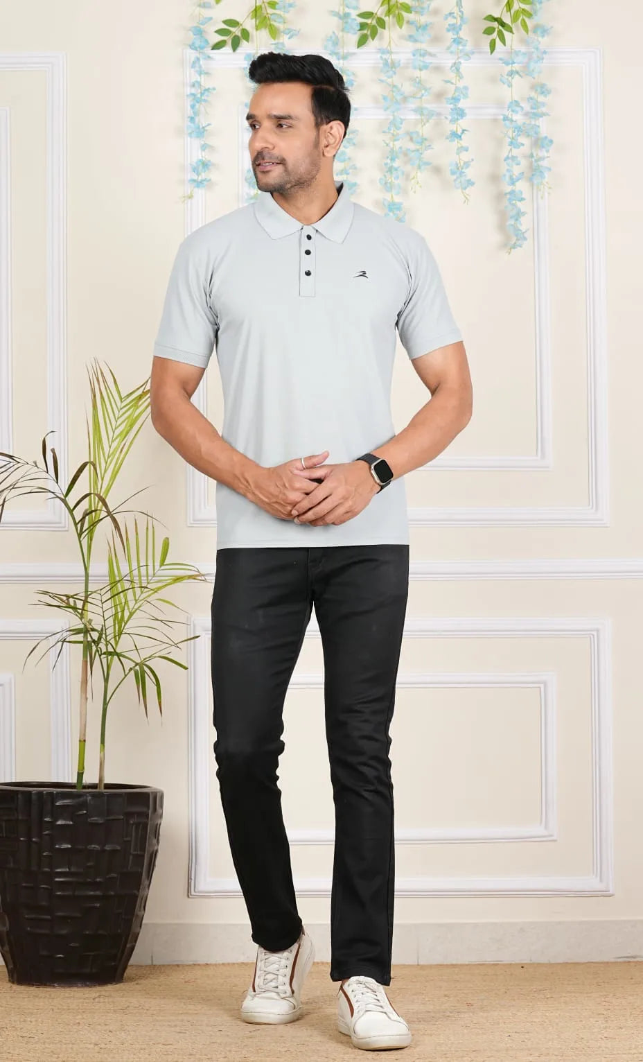 FICKA Polo Sap Matty Light Grey T-shirt For Men