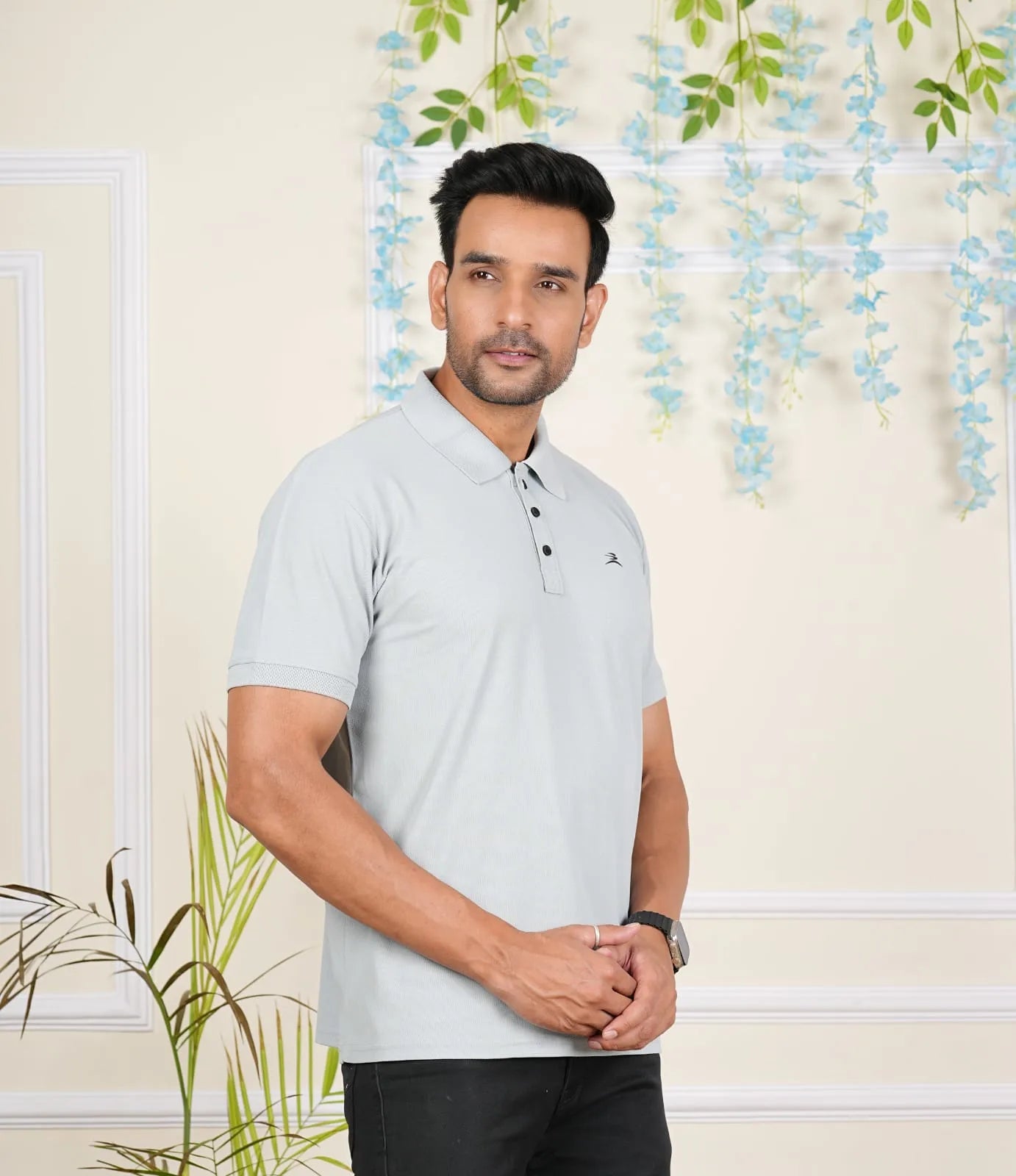 FICKA Polo Sap Matty Light Grey T-shirt For Men