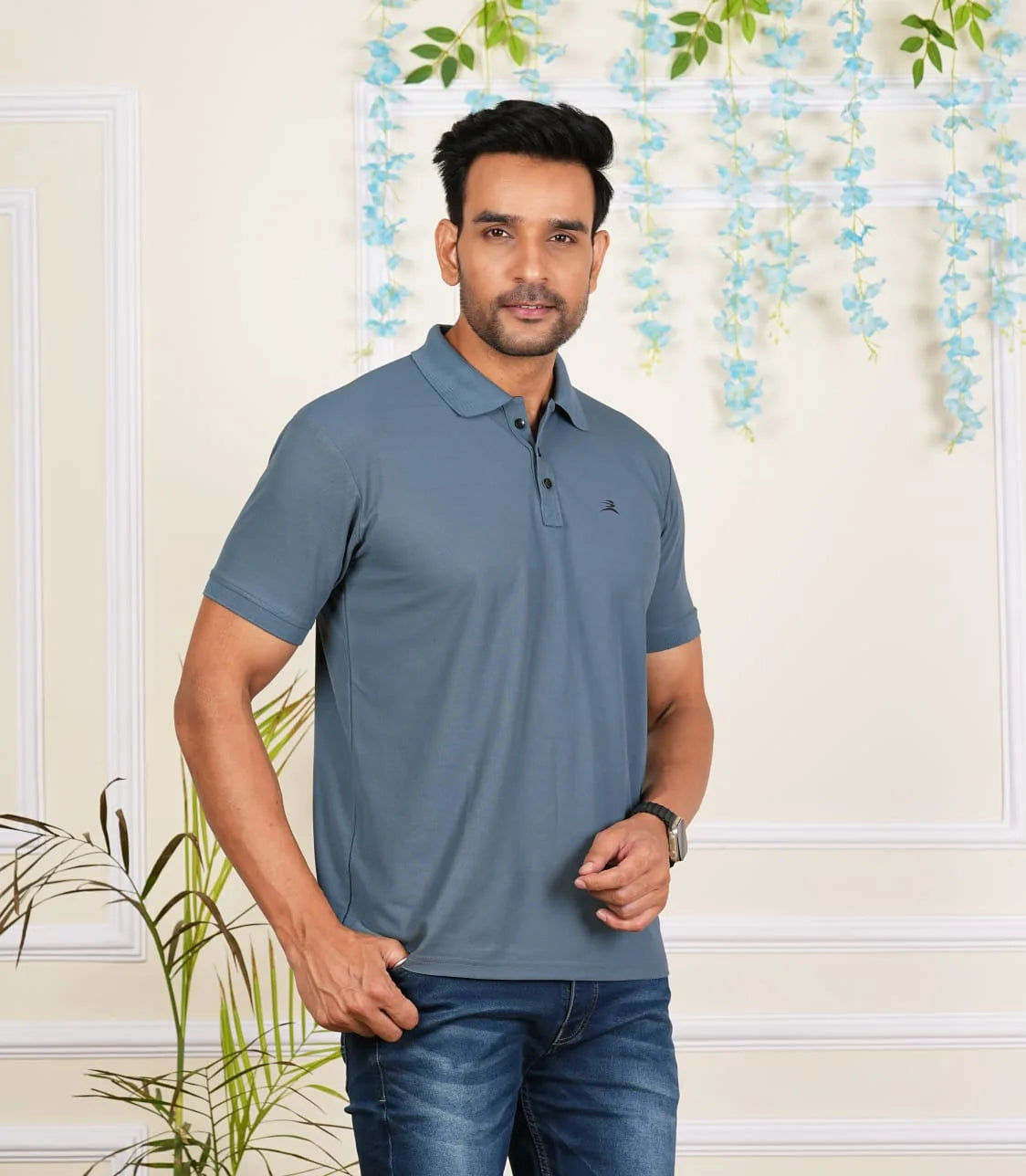 FICKA Polo Sap Matty Dark Grey T-shirt For Men