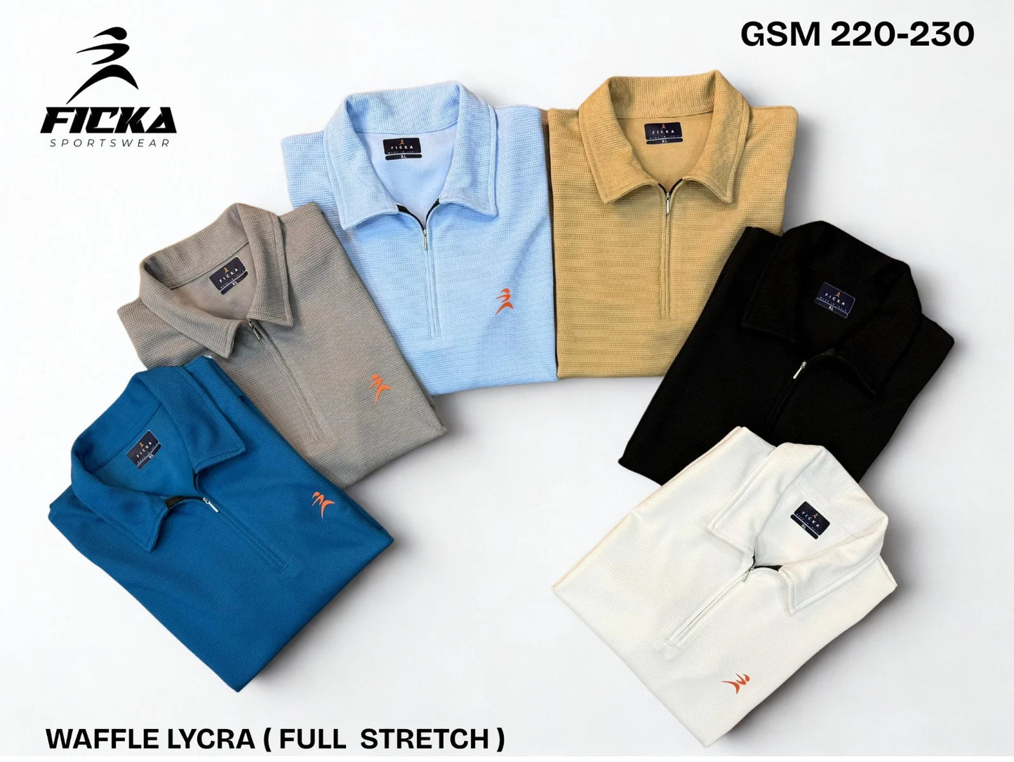 Ficka Half Zipper Sky Blue Polo T-shirt For Men