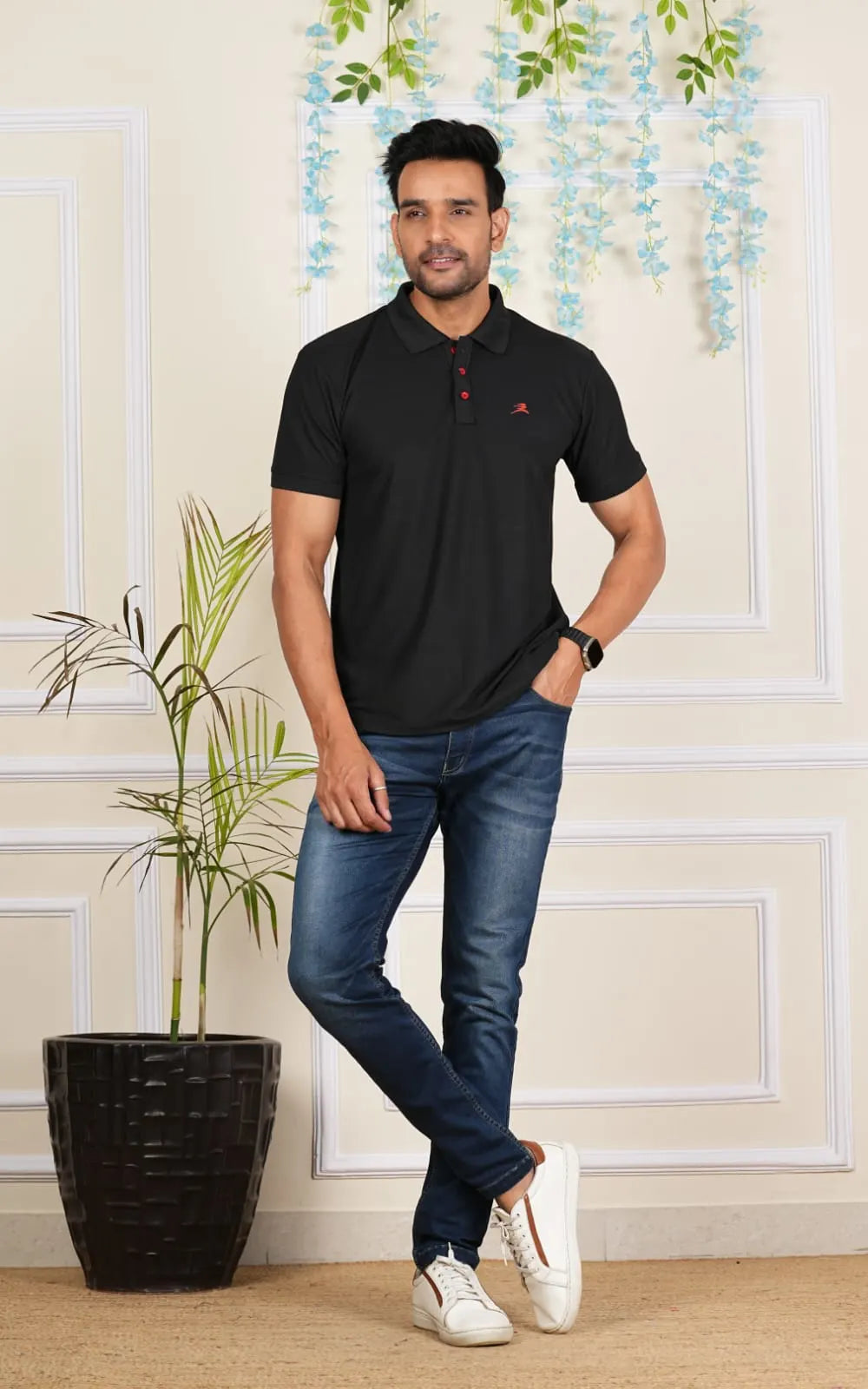 FICKA Polo Sap Matty Black T-shirt For Men