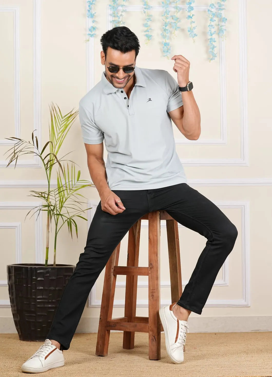 FICKA Polo Sap Matty Light Grey T-shirt For Men