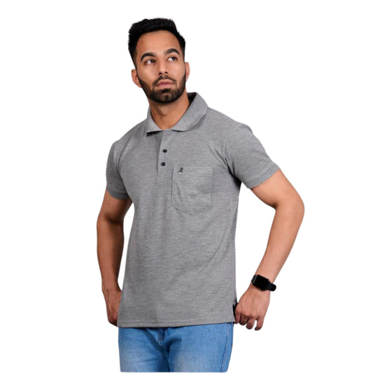 Men Pocket Metty Light Grey T-Shirt with FickaPlus