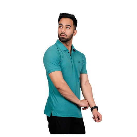 Men Collar Metty Seagreen T-Shirt with Ficka
