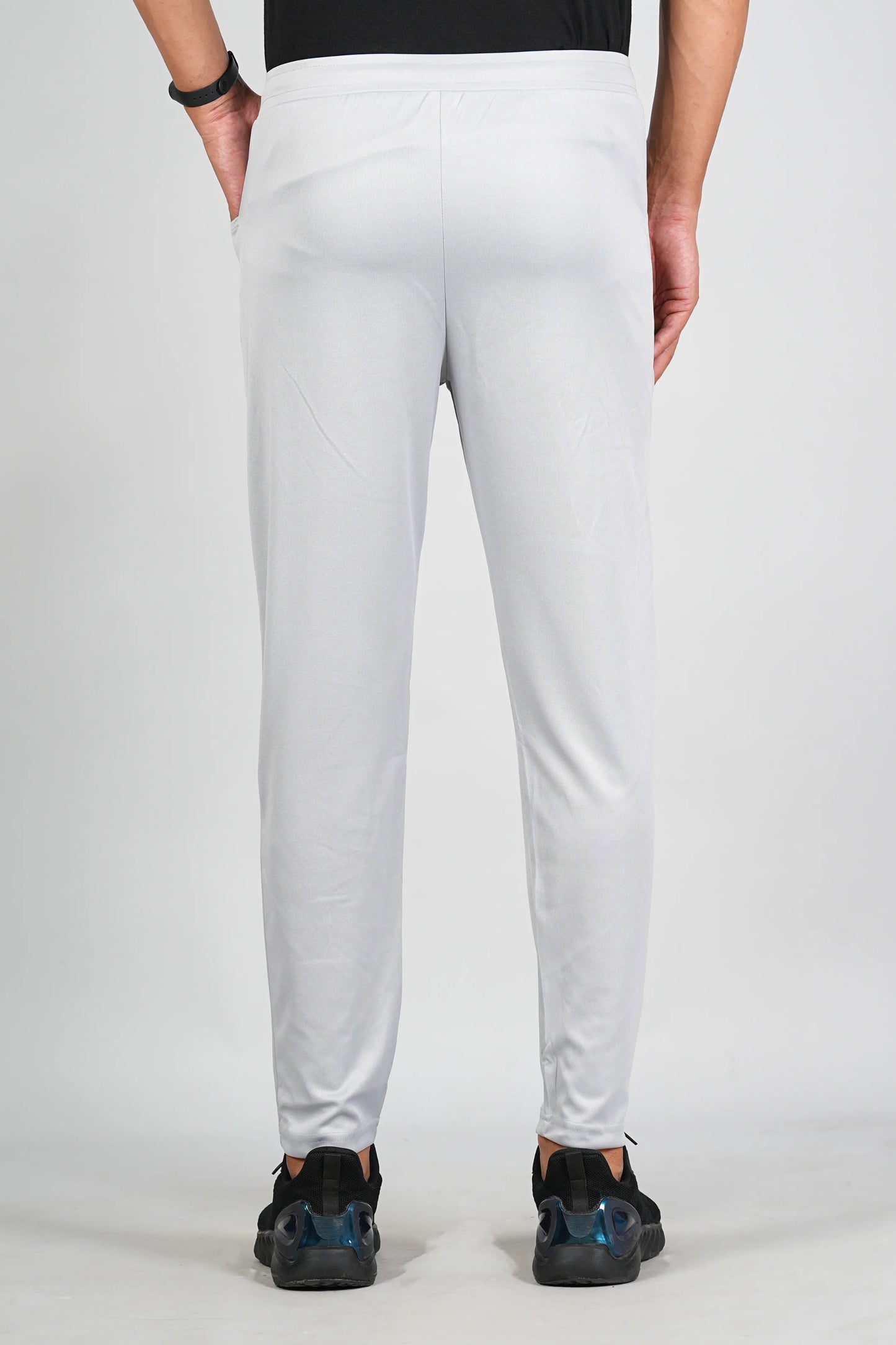 Men’s light grey trackpant back view with comfortable fit