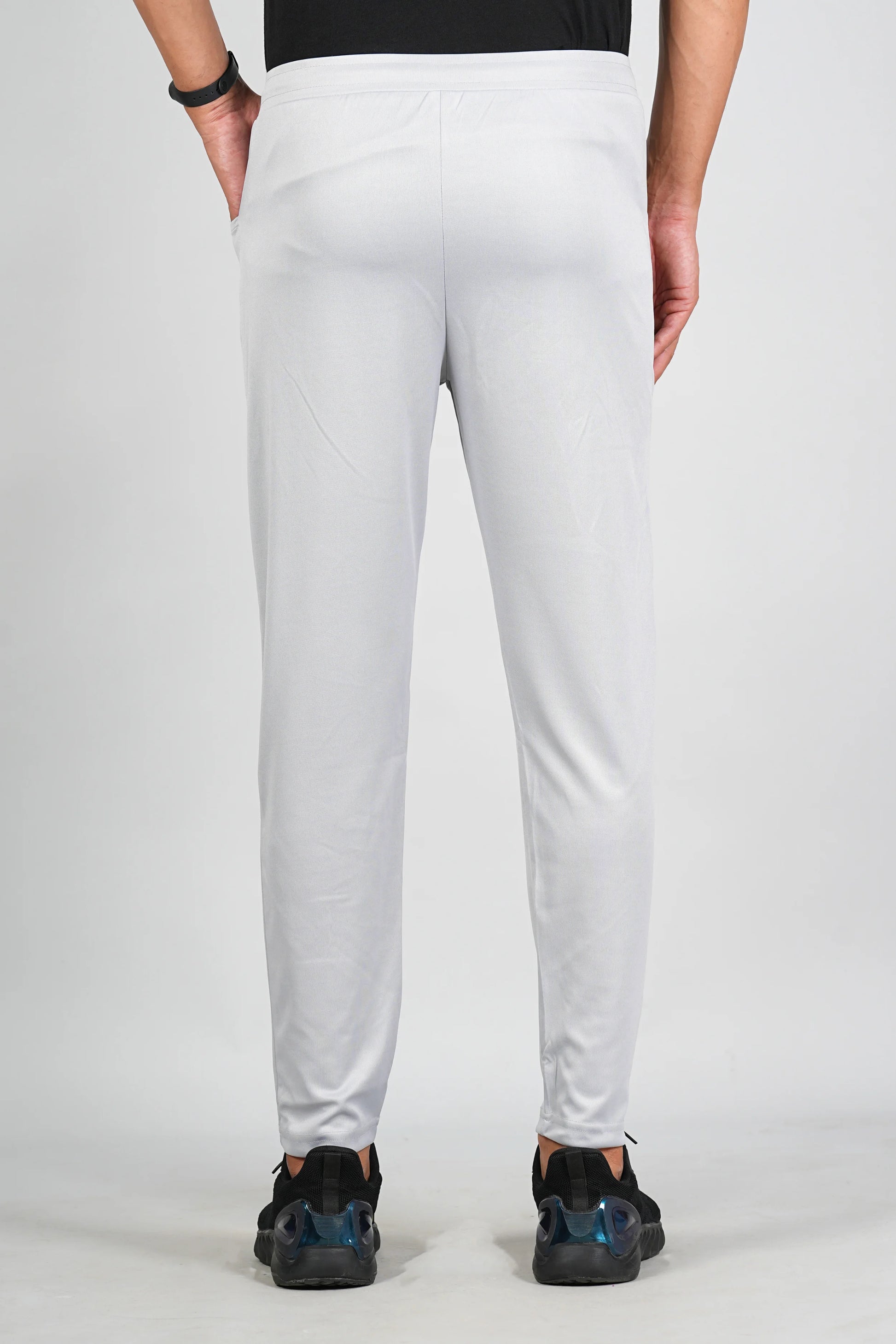 Men’s light grey trackpant back view with comfortable fit