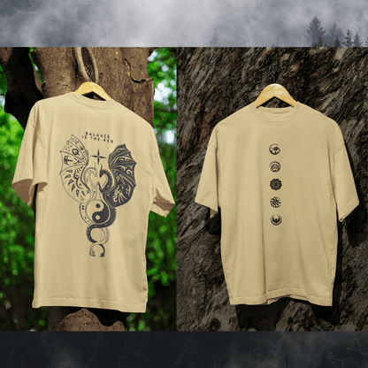 Ficka Men Printed Drop Shoulder Loose Fit Cotton T-Shirt