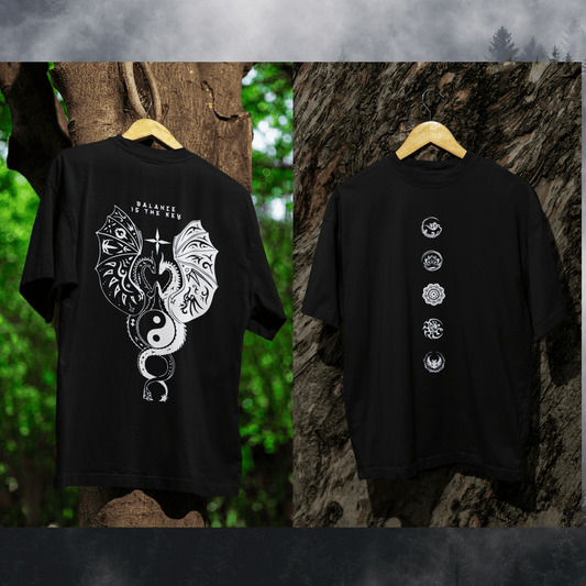Ficka Men Black Printed Drop Shoulder Loose Fit Cotton T-Shirt