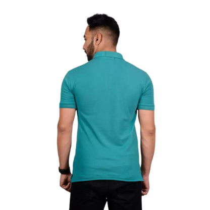 Men Collar Metty Seagreen T-Shirt with Ficka