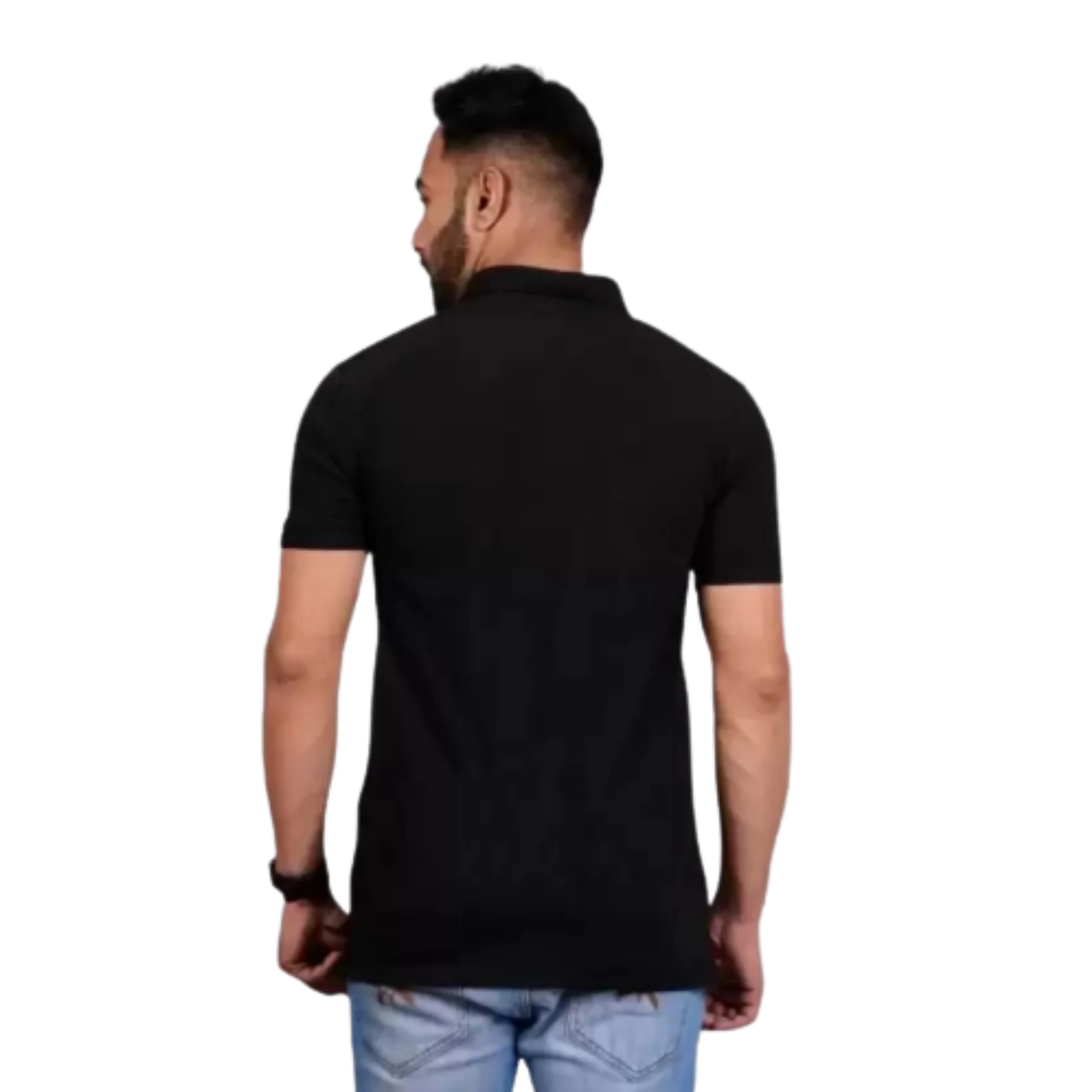 Men Collar Metty Black T-Shirt with Ficka Brand