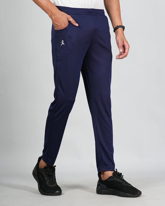 Men Solid Relax Fit Navy Blue Joggers with FickaPlus