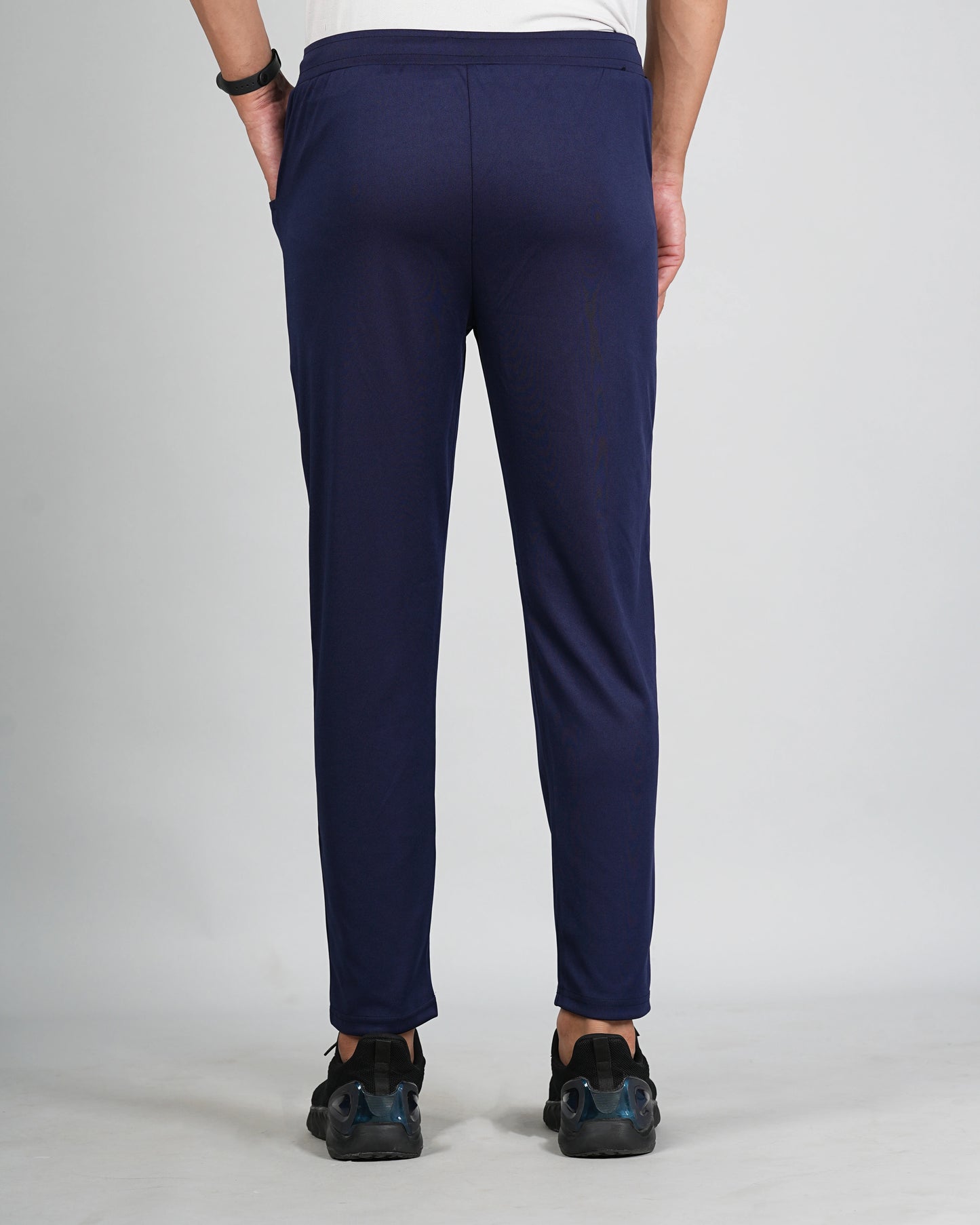 Men Solid Relax Fit Navy Blue Joggers with FickaPlus