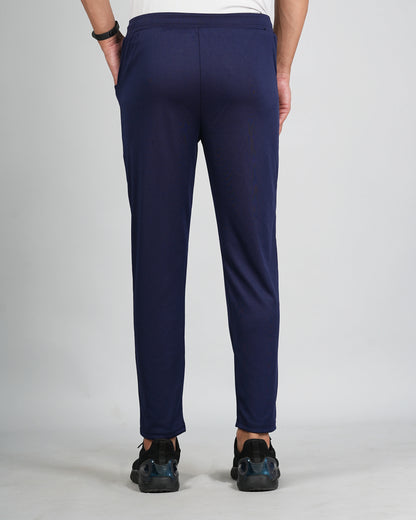 Men Solid Relax Fit Navy Blue Joggers with FickaPlus