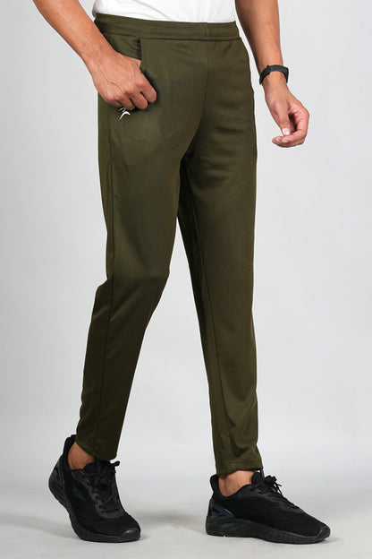 FICKA olive color men’s trackpant side view with elastic waistband