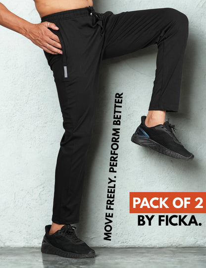FICKA Pack of 2 Men’s Trackpants – Sports, Gym & Casual Wear