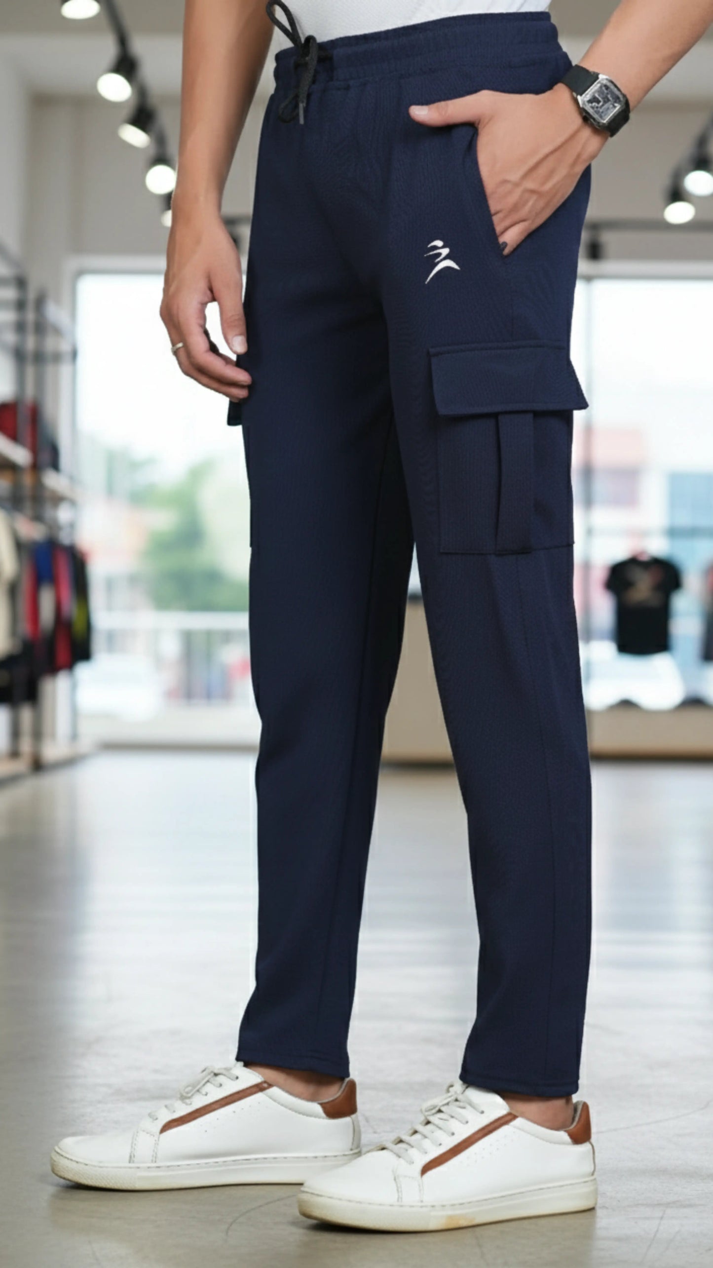 FICKA MEN BLUE CARGO TRACKPANT Ficka.in