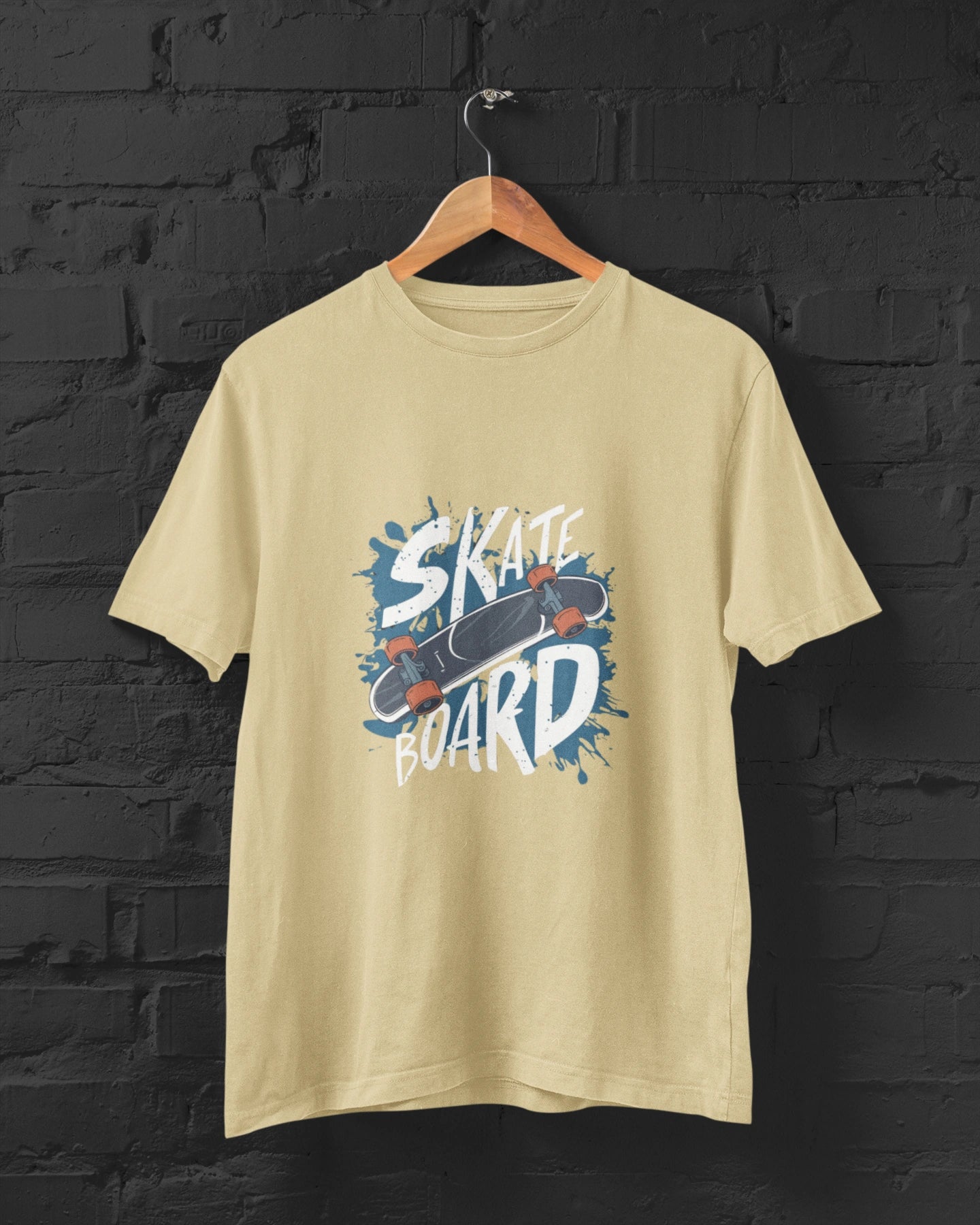 Men Peach Skate Printed Regular Fit Cotton T-Shirt