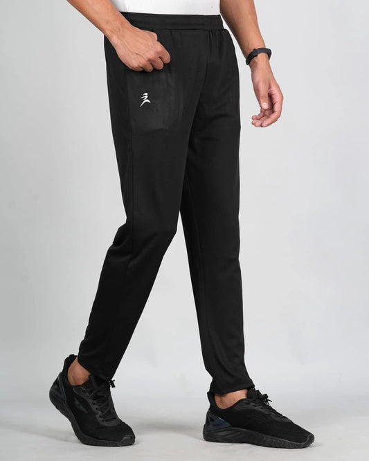 Men Solid Relax Fit Black Joggers with FickaPlus