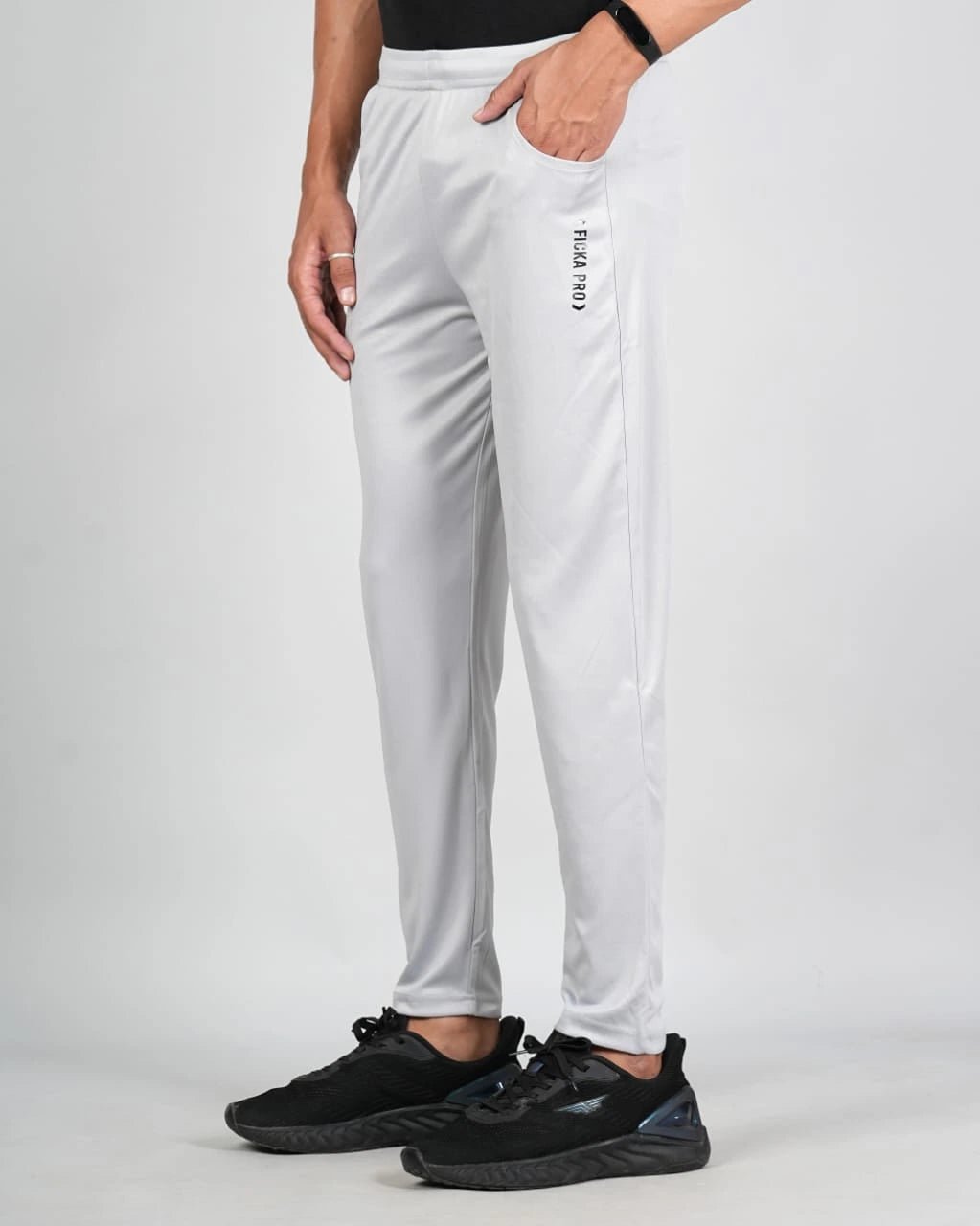 Men Solid Relax Fit Light Grey Joggers with FickaPlus