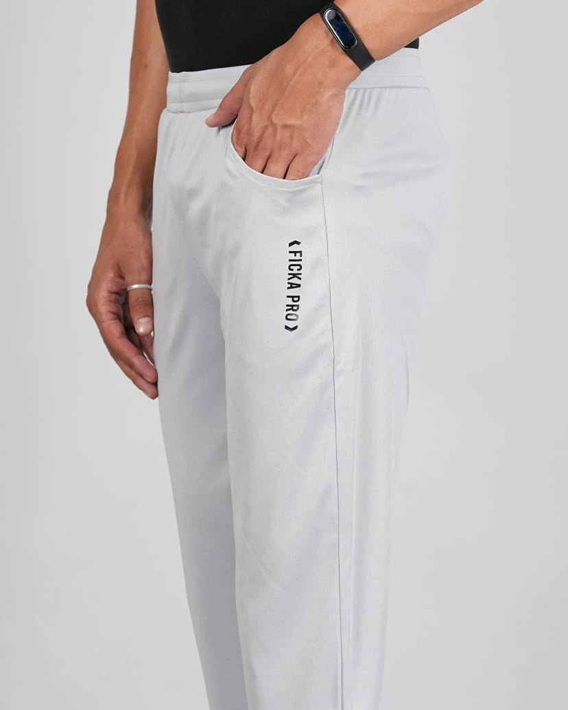 Men Solid Relax Fit Light Grey Joggers with FickaPlus