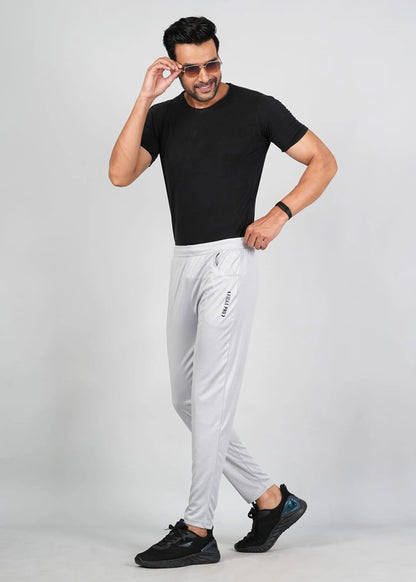 Men Solid Relax Fit Light Grey Joggers with FickaPlus
