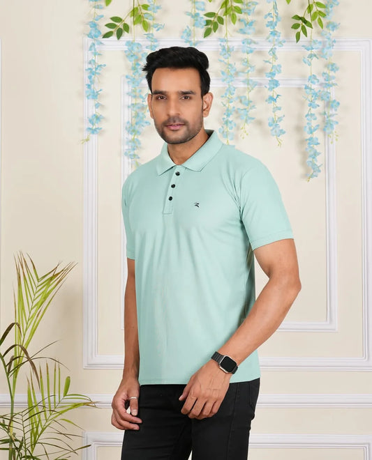 FICKA Polo Sap Matty Light Green T-shirt For Men