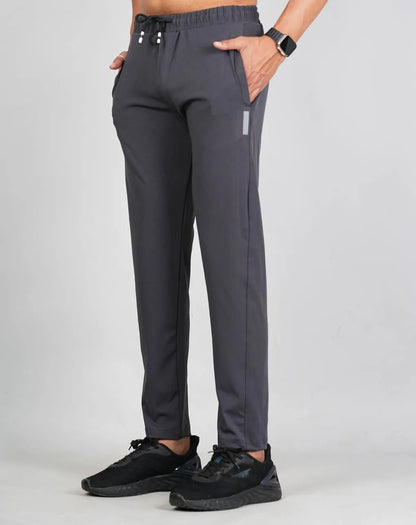 Men Solid Relax Fit Dark Grey Joggers with FickaPlus