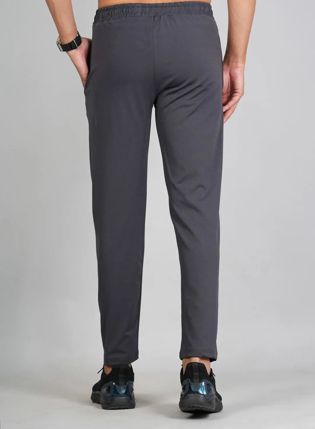 Men Solid Relax Fit Dark Grey Joggers with FickaPlus