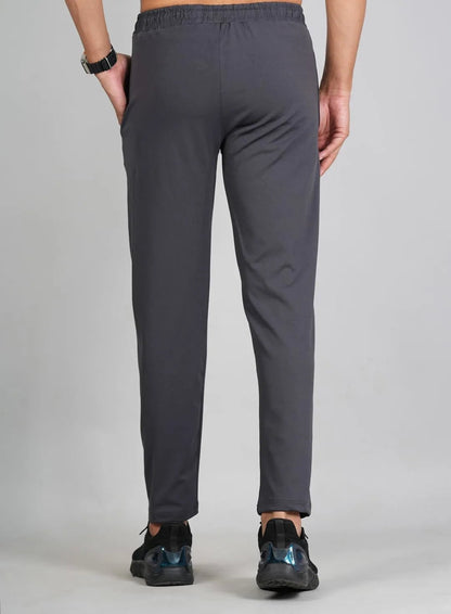 Men Solid Relax Fit Dark Grey Joggers with FickaPlus