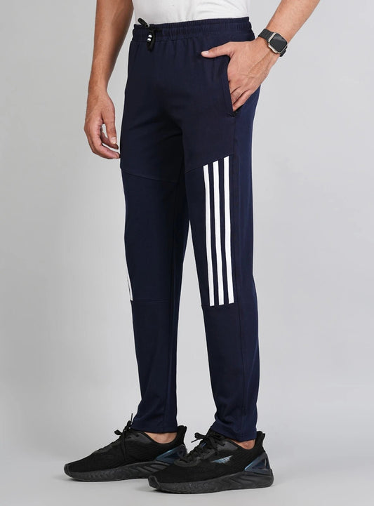 Men Solid Relax Fit Navy Blue Joggers with FickaPlus