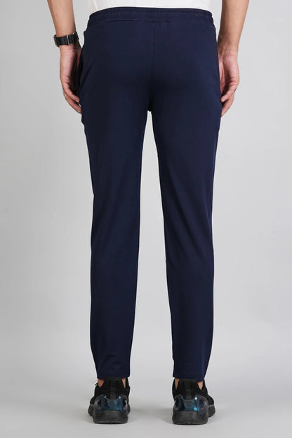 Men Solid Relax Fit Navy Blue Joggers with FickaPlus