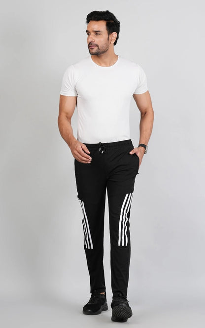 Men Solid Relax Fit Black Joggers with FickaPlus