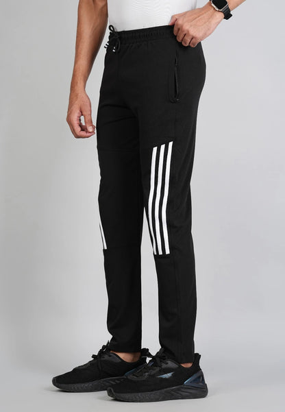 Men Solid Relax Fit Black Joggers with FickaPlus