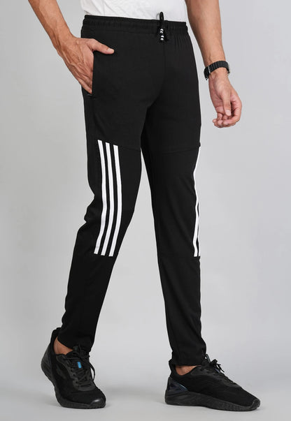 Men Solid Relax Fit Black Joggers with FickaPlus