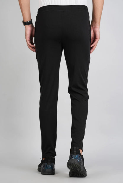 Men Solid Relax Fit Black Joggers with FickaPlus