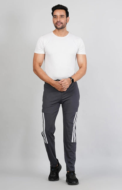 Men Solid Relax Fit Dark Grey Joggers with FickaPlus