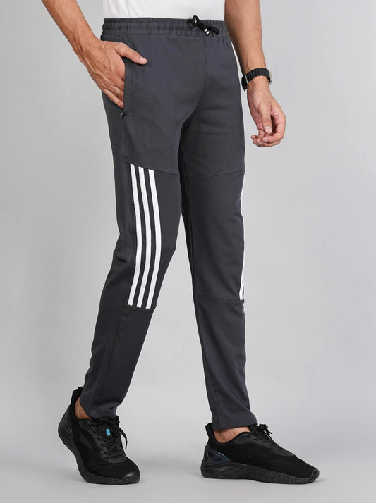 Men Solid Relax Fit Dark Grey Joggers with FickaPlus