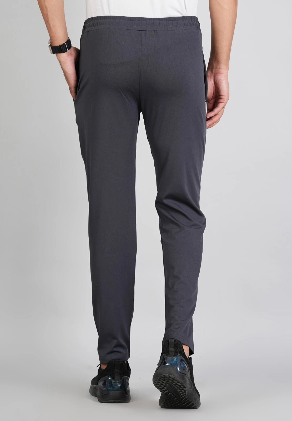 Men Solid Relax Fit Dark Grey Joggers with FickaPlus