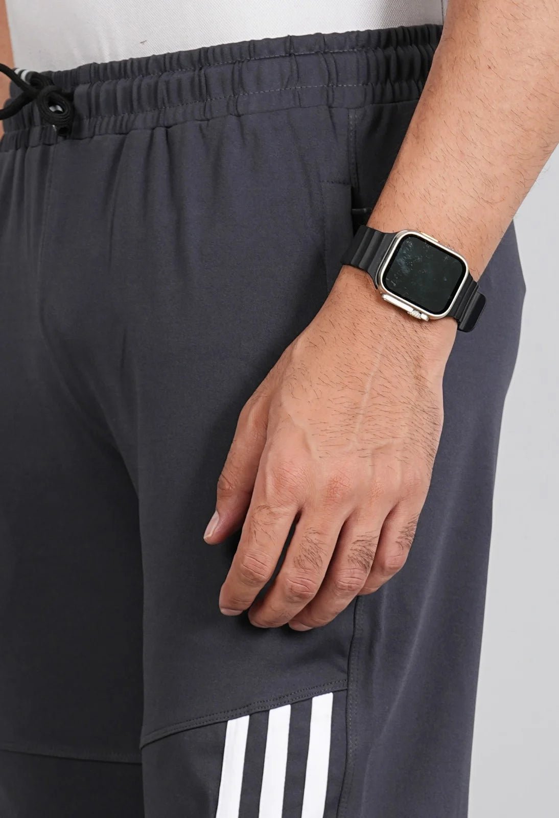 Men Solid Relax Fit Dark Grey Joggers with FickaPlus